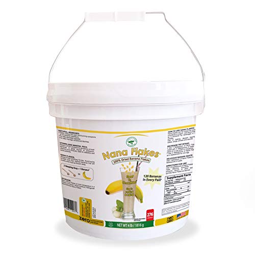 Nana Flakes 100% Pure Banana Flakes Medical Food Powder - Decrease Fat Intake & Natural Remedy for Diarrhea & Heart Burn - Great Source of Protein & Fiber (Four Pound Tub)
