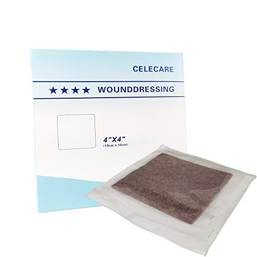 CELECARE Silver Alginate Wound Dressing, Silver Alginate Bandages for Wounds Care, Large Wound Pads 4 Count (4