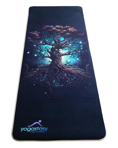 Tapis de yoga arbre mystique antidérapant 183cm pour asana et méditation