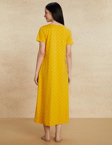 Image of Amazon Brand - Symbol Women Cotton Ankle Length Regular Fit Nighty | Night Dress (Available in Plus Sizes)