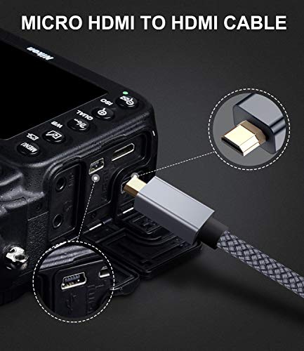 Elebase Micro Hdmi Cable 10 Ft,4K 60Hz Micro Hdmi Type D Cord Compatible For Raspberry Pi 4 4B,Gopro Black Hero 7 6 5 4,Sony Camera A6000 A6300,Nikon B500,Zv-E10,Lenovo Yoga 3 Pro 710,Canon,Insignia #TOP6