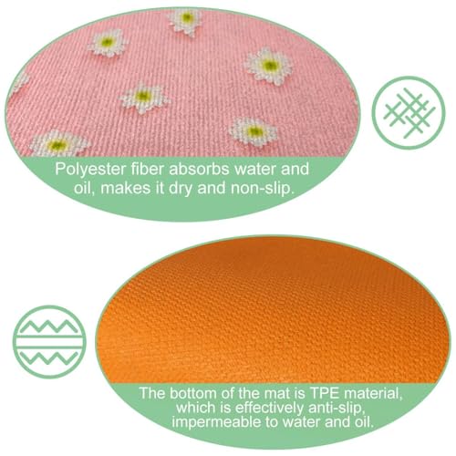 Tapis de cuisine antidérapant lavable pour sol propre et sécurisé rose - 6