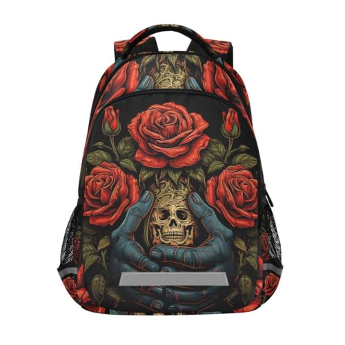Cartable sac à dos ecole rose crâne cool pour voyage ados et étudiant scolaire