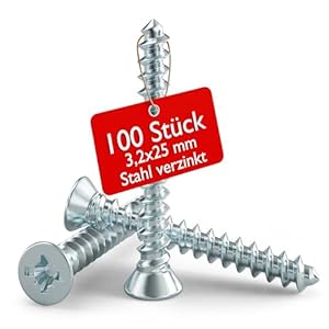 Elektro Butler Geräteschrauben 3,2x25 mm, 100 Stk.