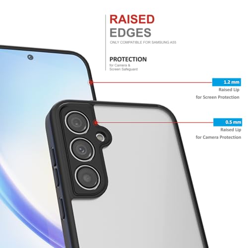 Image of Thermoplastic Polyurethane Case For Samsung Galaxy A55 5G,[Anti-Yellowing Technology] [Military Grade Drop Protection] Shockproof Case Slim Hybrid Phone Case -Carbon Black