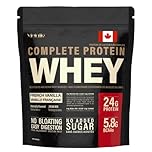 MetaLife Complete Whey Protein Powder 24g Good Protein per Serving, 5.8g BCAAs, No Added Sugar, Easy Digestion, Gluten-Free, GMO Free, 714 G (21 Servings) – Made in Canada (740, French Vanilla)