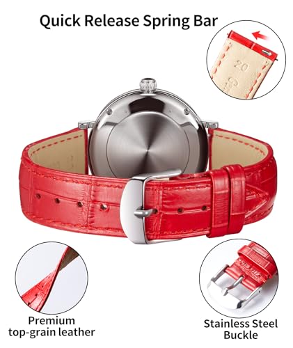 Image of BINLUN Leather Watch Band Genuine Calfskin Replacement Watch Strap Quick Release Crocodile Pattern 10 Colors 13 Sizes for Men Women(10mm,12mm,14mm,16mm,17mm,18mm,19mm,20mm,21mm,22mm,23mm,24mm)