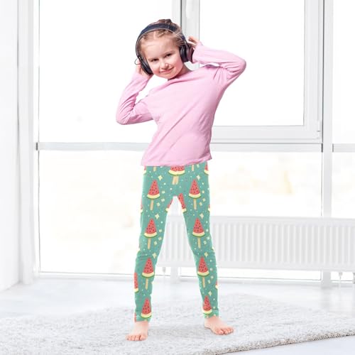 Watermelon Popsicles Sparkles Girls Leggings Soft Stretch Workout Yoga Dance Pants for Kids Casual Tights4