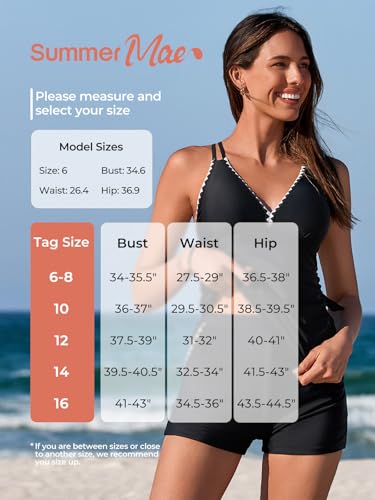 Summer Mae V-Neck Women Tankini Swimsuits Two-Piece with Side Pockets Swim Shorts 2025 Tie-Back Straps Bathing Suits Abstract Twill Size 14 - Image 5