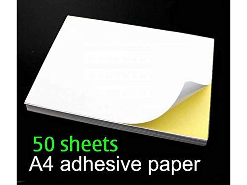 L B 50 Sheets A4 Adhesive Sticker Paper Glossy Surface Blank Label 210 X 297 mm for Laser & Inkjet Printer