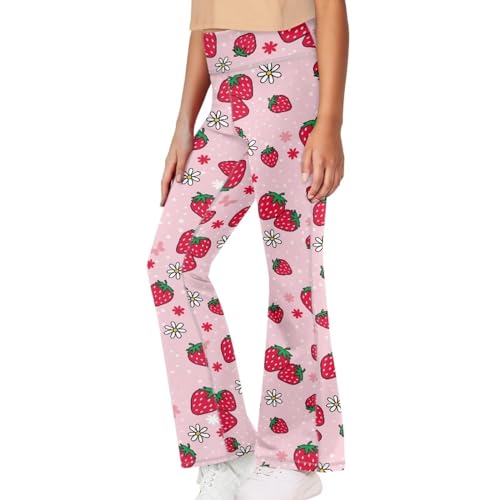 Image of Girls Leggings Floral Print High-Waisted Flared Pants 5-14 Years