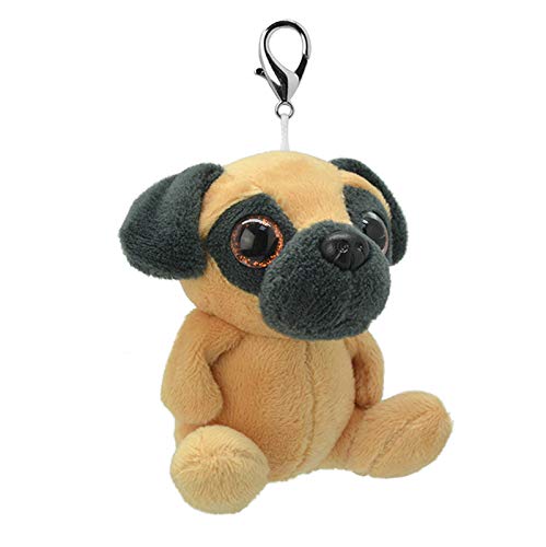 Wild Planet K8525 Orbys-Plush Pug Keyring, 10 cm, Handmade, Multi-Colour 10cm Keychain, Multicoloured, One Size, Multicoloured, One Size, Modern