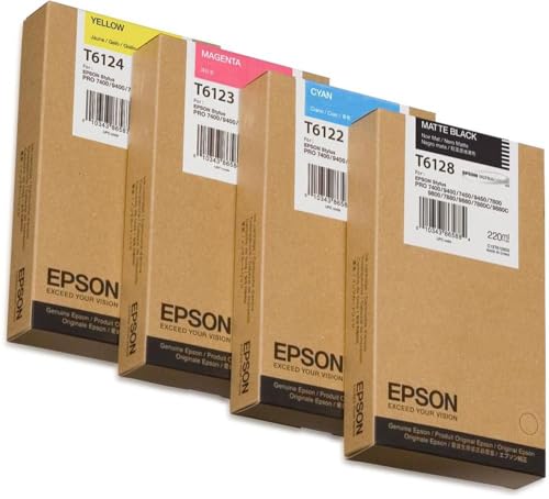 Epson T6128 Cartouche d'encre Noir Mat 220ml Compatible pour Stylus Pro 7400, 7450, 7800, 7880