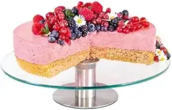 Boleira Bailarina Giratória 30cm – Tampo de Vidro Temperado e Base em Aço Inox para Confeitar