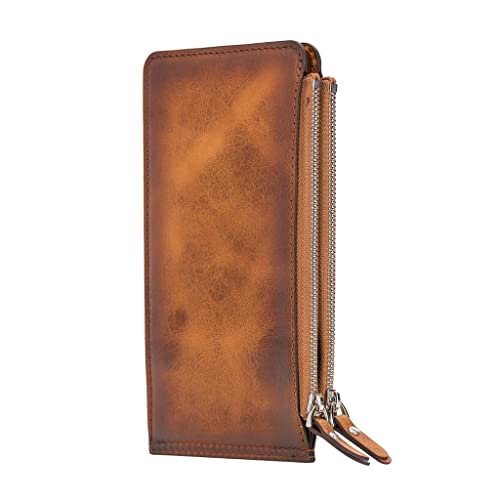 Full Grain Leather Wallet Handmade V Wallet for Men/Women with Zipper Closure, Clear ID Window and Card Holders (Russet)4