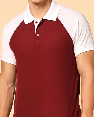 Image of INKKR Men's Solid Regular Fit T-Shirt ((FACTORY-A11)-(S)-Maroon FCT11 03