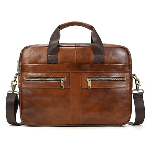 Men's Leather Handbag Business Trip Briefcase 15 