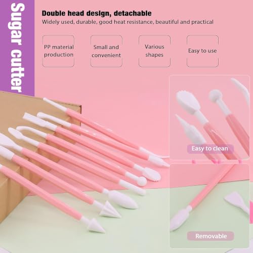 Image of Professional 35 Pcs Stainless Steel Clay Extruder Sugar Paste Extruder Cake Fondant Decorating Tool Set Ceramics & Pottery Clay Extruders Mixers & Presses (Pink)