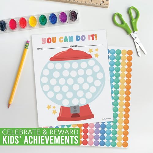 Hadley Designs Sticker Chart for Kids Behavior at Home - Sticker Reward Chart for Kids, Star Charts for Toddler, Star Charts for Good Behavior, Gumball Reward Stickers for Classroom Incentives — view 6