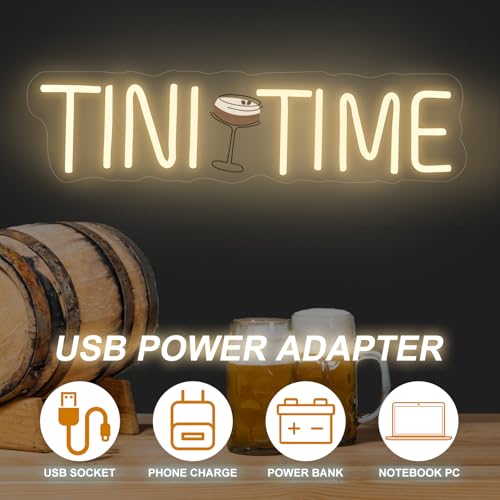 Image of Tini Time Neon Sign, Espresso Martini LED Decor, Home Bar Party Decoration, Beer LED Light, Espresso Martini Time Lover, Bachelorette Party Decor, 16.5 inchx4.5 inch