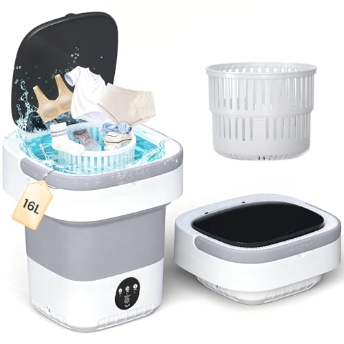 Portable Washing Machine - 16L Mini Foldable Washer with Spin Basket, 3 Cleaning Modes & Deep...