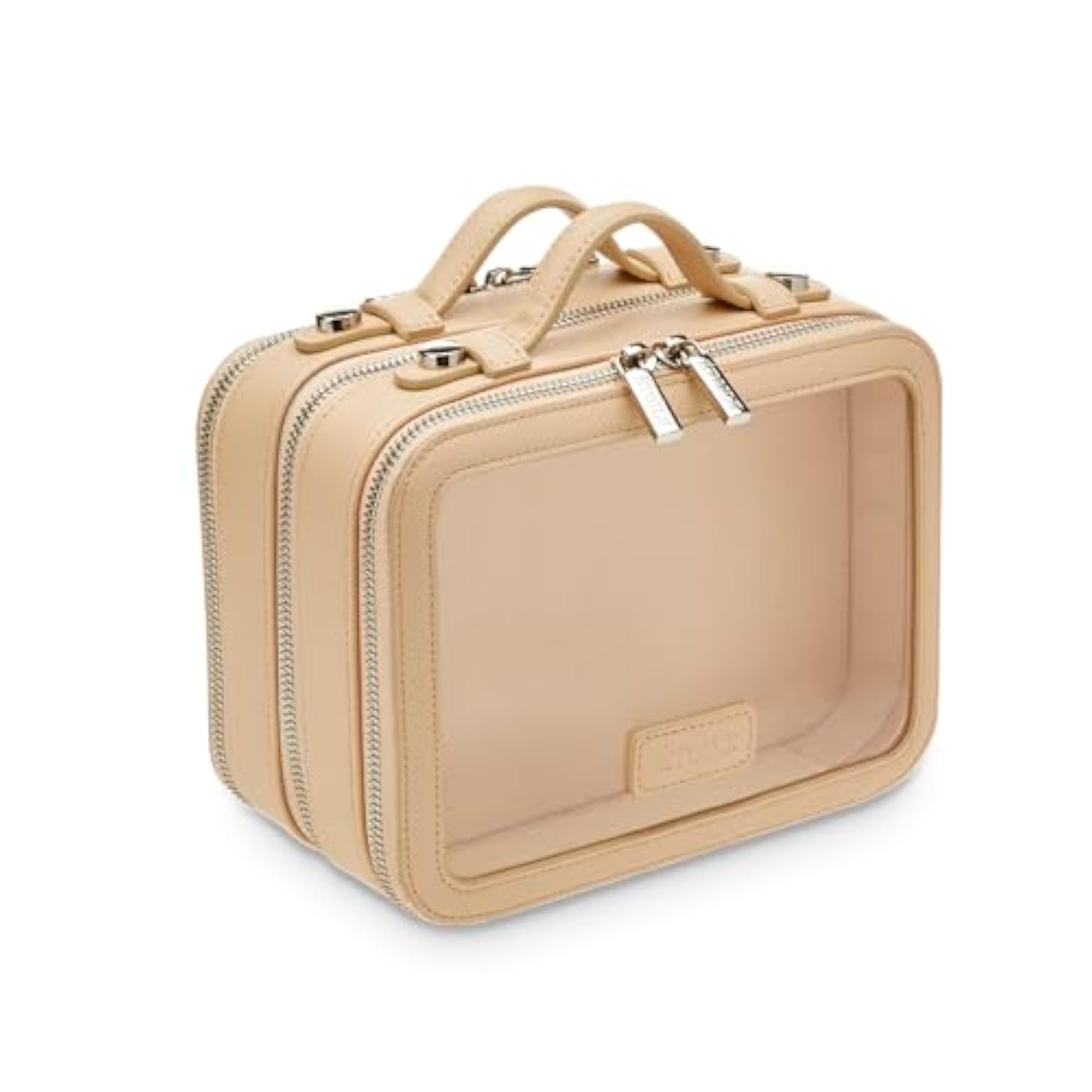 Small Twin Cosmetic Case, Beige, Detachable