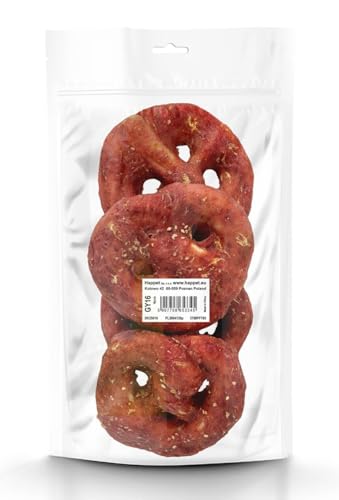 HAPPET Leckereien für den Hund - Brezel mit Kaninchen - 4 Stück - Getreidefreie, leicht verdauliche Beißtiere mit Kaninchenfleisch und roher Haut - aromatische Snacks für Hunde aller Rassen