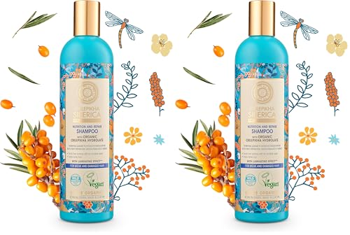 Natura Siberica Champú Pelo Seco Débil y Dañado 400ml – Champú Nutritivo con Oblepikha y Argán – Biodegradable y Natural sin Quimicos para Nutrición Profunda (Paquete de 2)