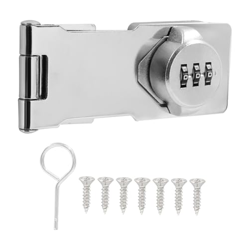Image of Household Cabinet Password Hasp Locks Easy-to-Install Cabinets Combination Lock with Screws for Small Doors and Cabinets (Silver)