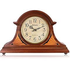TXL Mantel Clock, Silent Wood Table Clock Battery Operated, Desk Shelf Vintage Clock for Living