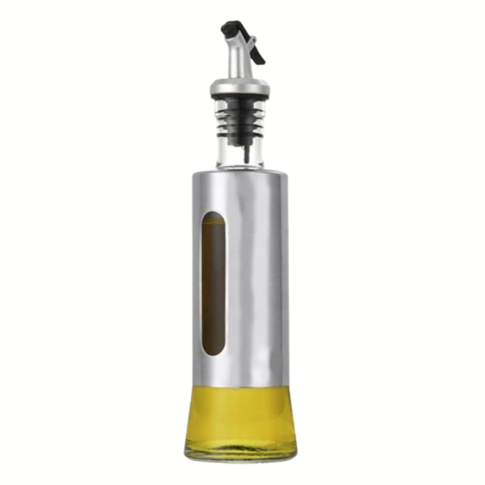 Galheteiro de Vidro e Inox 300ml – Porta Azeite, Vinagre e Temperos com Dosador