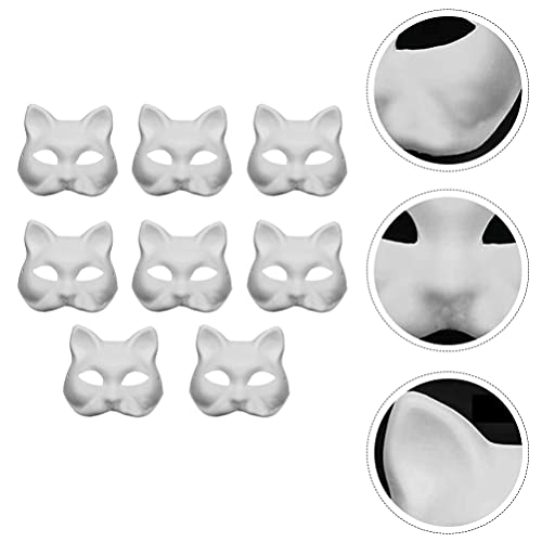 ABOOFAN 8Pcs Witte Maskers Diy Unpainted Dier Half Gezicht Papier Kat Maskers Decorating Craft Plain Maskers Unpainted… - Image 7