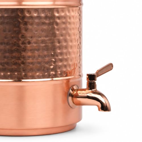 Image of Artarium Pure Copper Water Dispenser 7 Litre with Tap, Handcrafted Semi-Hammered Copper Water Storage Container with Lid, Ayurvedic Water Dispenser for Home, Kitchen, Office & Dining