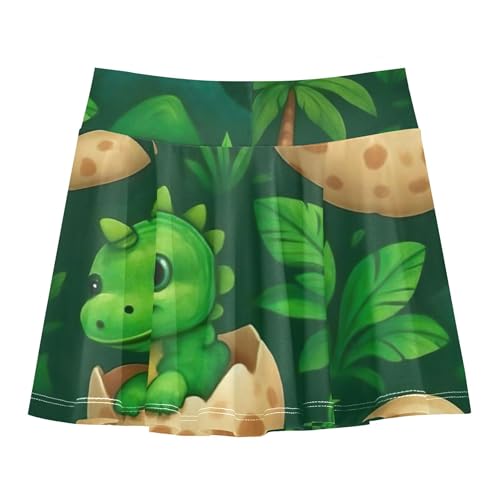 Joisal Tennis Skirts for Kids Cute Green Dinosaurs Eggs Girls' Shorts Athletic Skorts Cute Flowy Skort 4t2