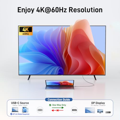 Image of Acer USB C to Display Port Cable 3.3FT (4K@60hz 2K@165Hz), Type-C to Display Port Cord (Sturdy Aluminum, Plug & Play) Thunderbolt 3 /4 /5 Compatible with MacBook Pro /Air, iPhone 16 Pro /Max, XPS,Surface