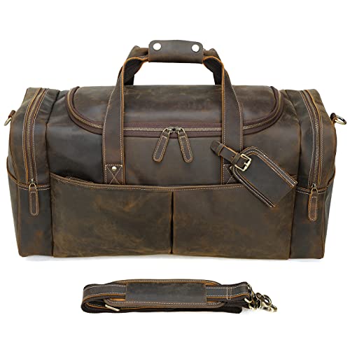 Polare 24 Inch Leather Duffel Bag For Men Full Grain Leather Travel Overnight Gym Sports Weekender Bag Large #TOP1