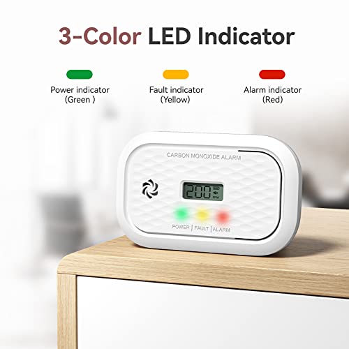 Carbon-Monoxide-Detectors-10-Years-Sensor-Life-Carbon-Monoxide-Alarm-with-LCD-Display-LED-Lights-Replaceable-Battery-CO-Detector-Alarm-Test-Button-85-dB-for-HomeOffice-ZA326-2Packs