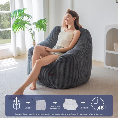 Image of MAXYOYO Bean Bag Chair for Adults, Foam-Filled Floor Sofa for Reading