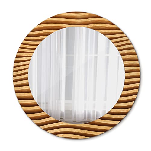 Tulup Ø 60 Cm Espejo Redondo Pared Cuarto De Bano - Ola De Madera Tulup Ø 60 Cm Espejo Redondo Pared Cuarto De Bano - Ola De Madera