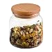Produktbild The Mammoth Design Klarglasdose mit luftdichtem Holzdeckel | Mittel (21 1/2 oz - 635cc) | Klassisch, Grundlegend, Küchengerät, Essen, Keks, Gewürz-Organizer | Für Zuhause, Café, Hotel, Restaurant