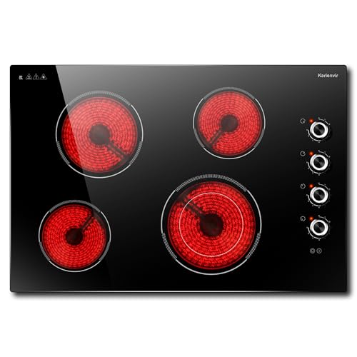 Karienvir Placa Vitroceramica 4 fuegos 77cm, Vitrocerámica con Zona de expansión, Control por...