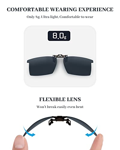 LUFF Polarized Clip On Sunglasses for Men Women Flip up Sunglasses Clips for Myopia Nearsighted Glasses Anti-Glare UV400 Protection - Image 4