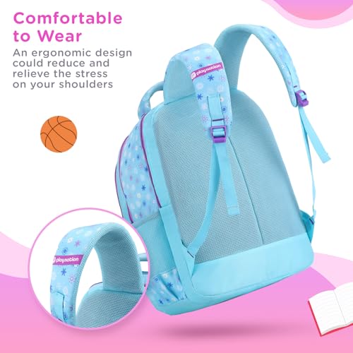 Play Nation Premium Frozen Winter Queen School Backpack for Girls |Printed School Bag for Girls & Women|Waterproof Lightweight Multi-Pocket Shoulder Backpacks|Best Birthday Gift| 16 Inches-Blue