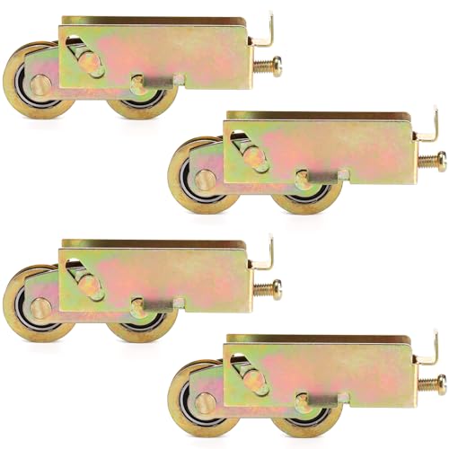 Dicunoy 4 PCS Sliding Patio Door Rollers, 1-1/4" Single Roller Steel Ball Bearing Replacement, Sliding Glass Door Tandem Roller Assembly Wheels for Screen Doors, Gates, Windows
