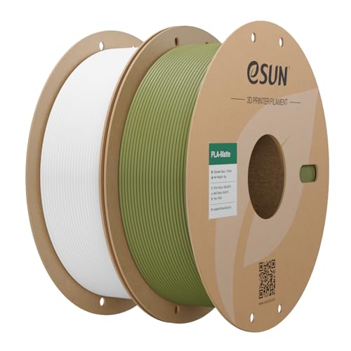 Image of eSUN Matte PLA Filament 1.75mm, 3D Printing PLA Filament 2KG Carboard Spool for Most FDM 3D Printers, Milky White+Olive Green