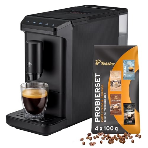 Tchibo Kaffeevollautomat Esperto mini für Caffè Crema und Espresso, nur 16cm breit, klein und...