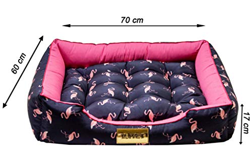 Luppet Cama Com Colchão Removivel Para Cachorro Ou Gato Até 10Kg Azul Flamingo G