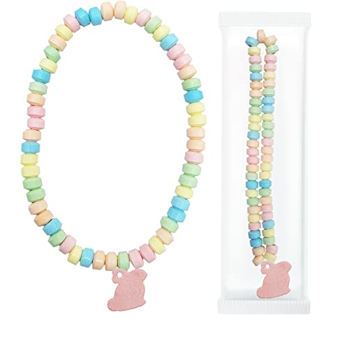 Fruidles Easter Bunny Candy Necklace, Multicolor Fruit-Flavored Chewables for Party Favors (12-Pack)