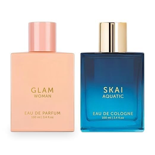 Luksusowy zestaw perfum Skai & Glam unisex, długi trwały EDP, 2x100ml, kwiatowy i wodny zapach, premium, dla mężczyzn i kobiet