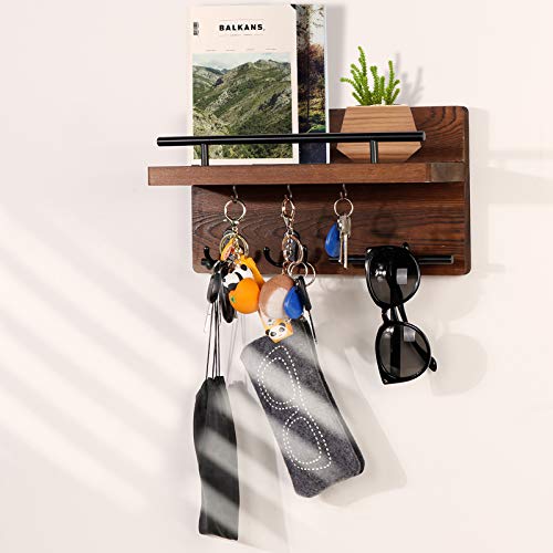 Fayavoo Wall Mounted Key Holder/Hangers for Wall Decorative with 5 Key Hooks, Wooden Mail Rack Organizer with Shelf, Rustic Home Decor for Entryway Mudroom Hallway Office, Brown - Cosy Home Interiors Fayavoo Wall Mounted Key Holder/Hangers for Wall Decorative with 5 Key Hooks, Wooden Mail Rack Organizer with Shelf, Rustic Home Decor for Entryway Mudroom Hallway Office, Brown - Image 7